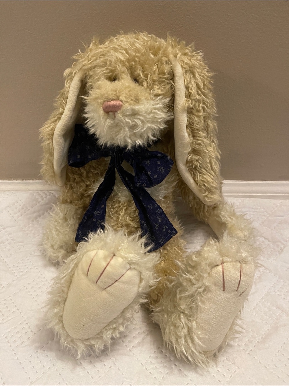 Boyd’s Bunny plush with Navy Bow - Soft Decorative Accent